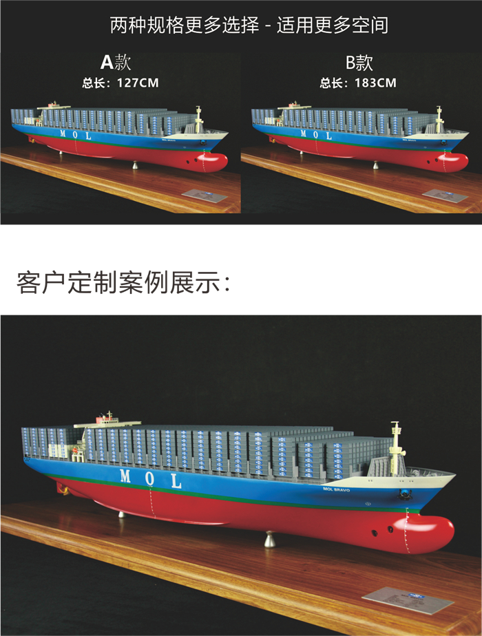 展示用集裝箱船模型 貨柜船模型定制 集裝箱船模廠家