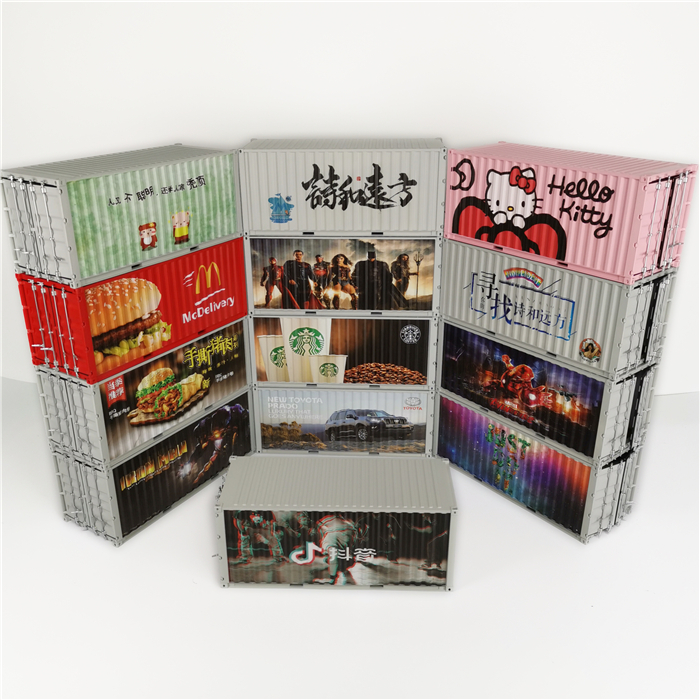 1:20创意涂鸦集装箱星巴克集装箱纸巾盒笔筒模型制作