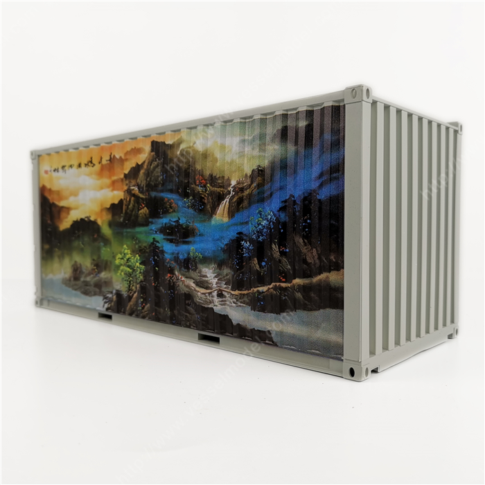 1:20创意涂鸦集装箱水墨画集装箱纸巾盒笔筒模型制作