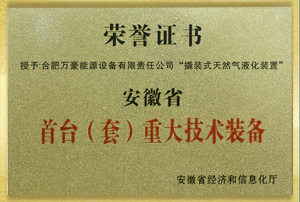 安徽省首臺（套）重大技術(shù)裝備