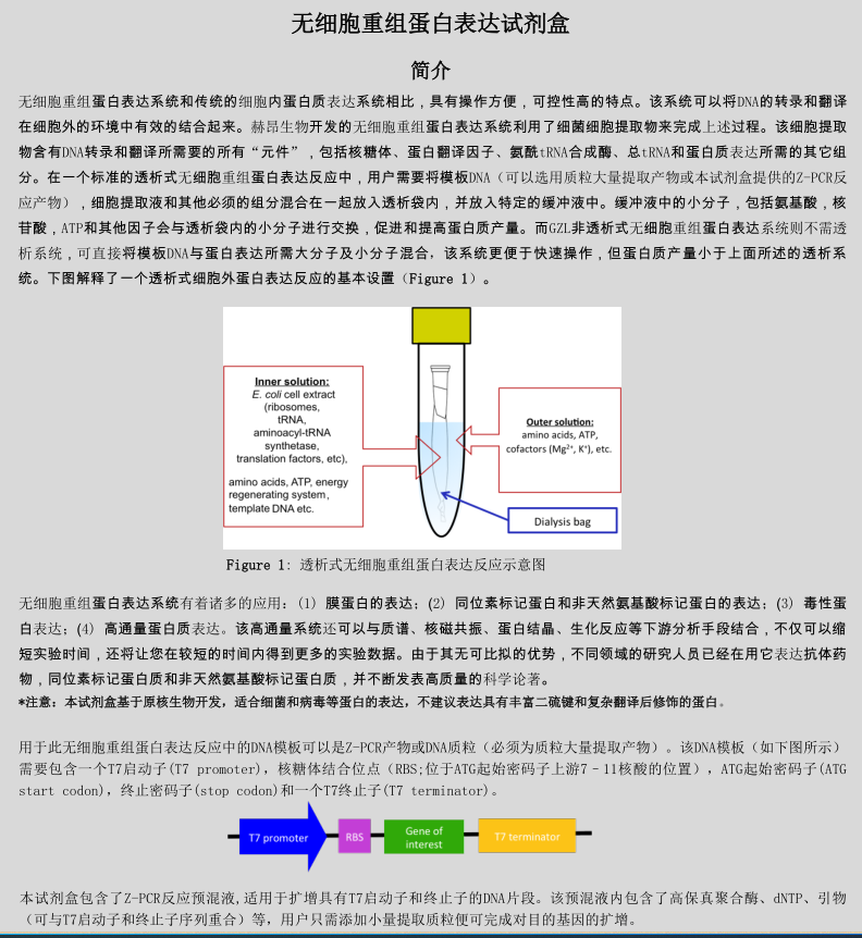 无细胞蛋白表达产品