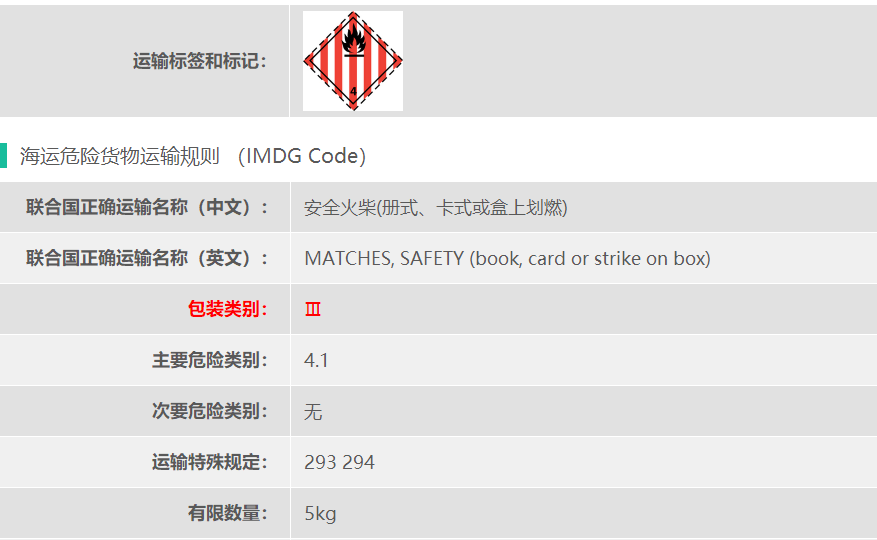 4类危险品安全火柴危险品货代