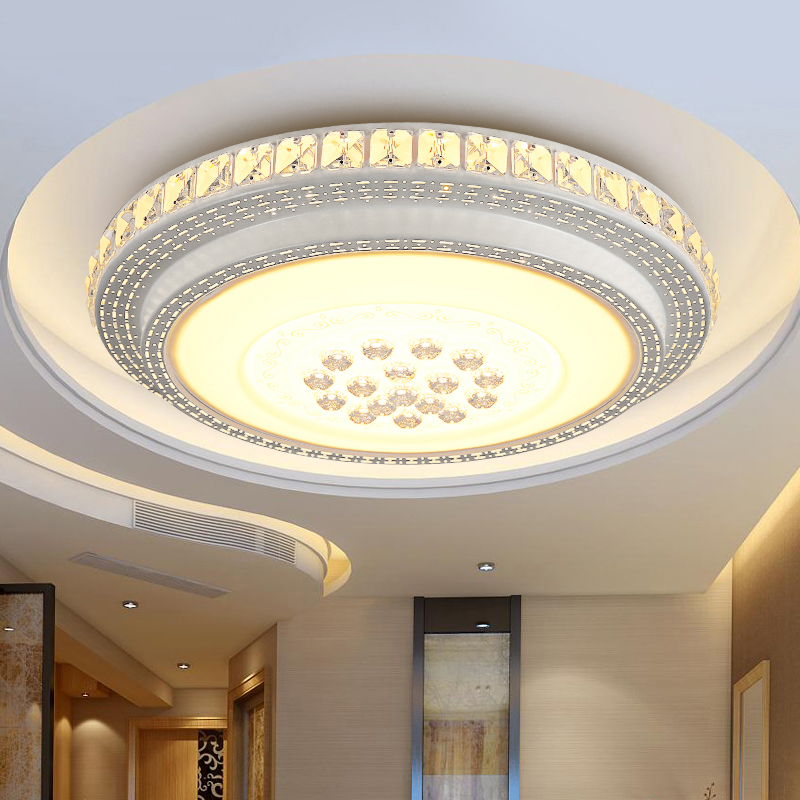 led圆形铁艺水晶吸顶灯简约现代客厅餐厅卧室灯-圆形客厅灯-客厅灯