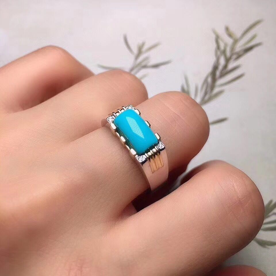 15绿松瓷釉级18k金钻石方戒-戒指-绿松石-商城-龙贤阁珠宝